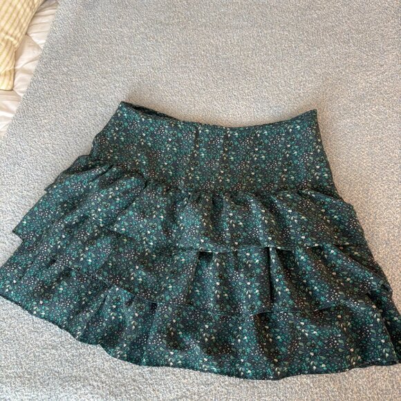 Essentials Antwerp Blue and Green Ruffled Mini Skirt - Picture 3 of 5